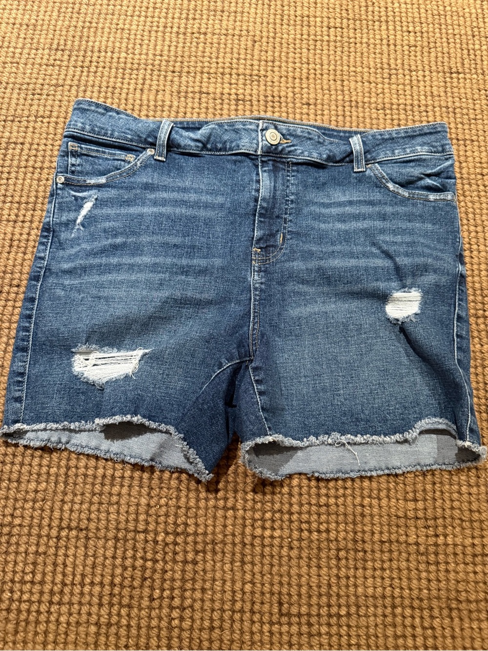 Maurices Medium Blue Distressed Denim Shorts